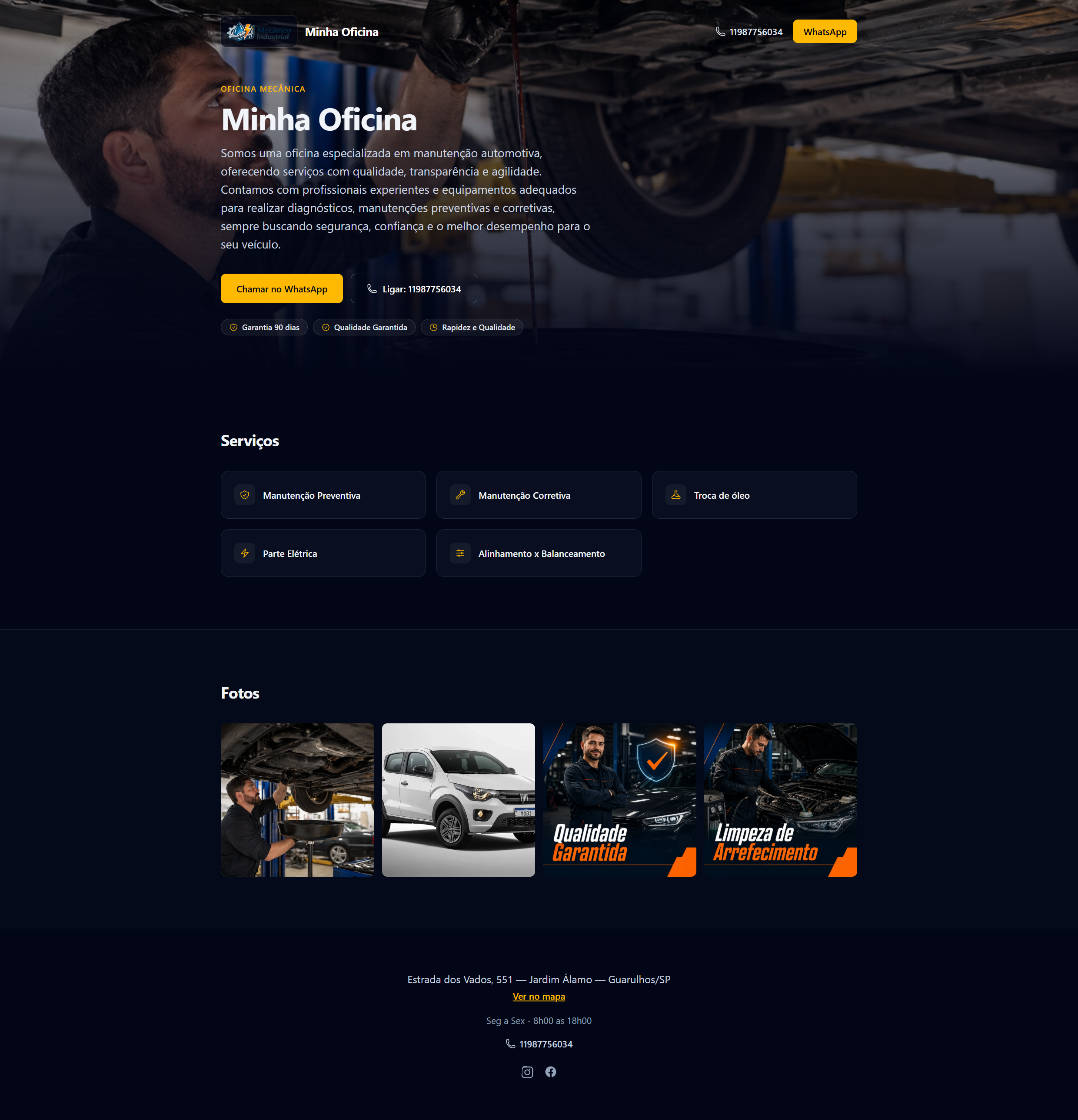 Tela de Meu Site do sistema